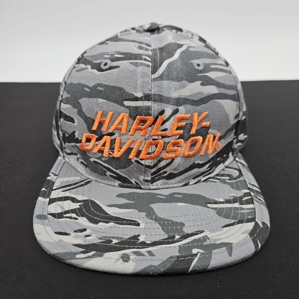 Harley Davidson Motorcycles Racing Urban/Gray Camo SnapBack Adjustable Hat New